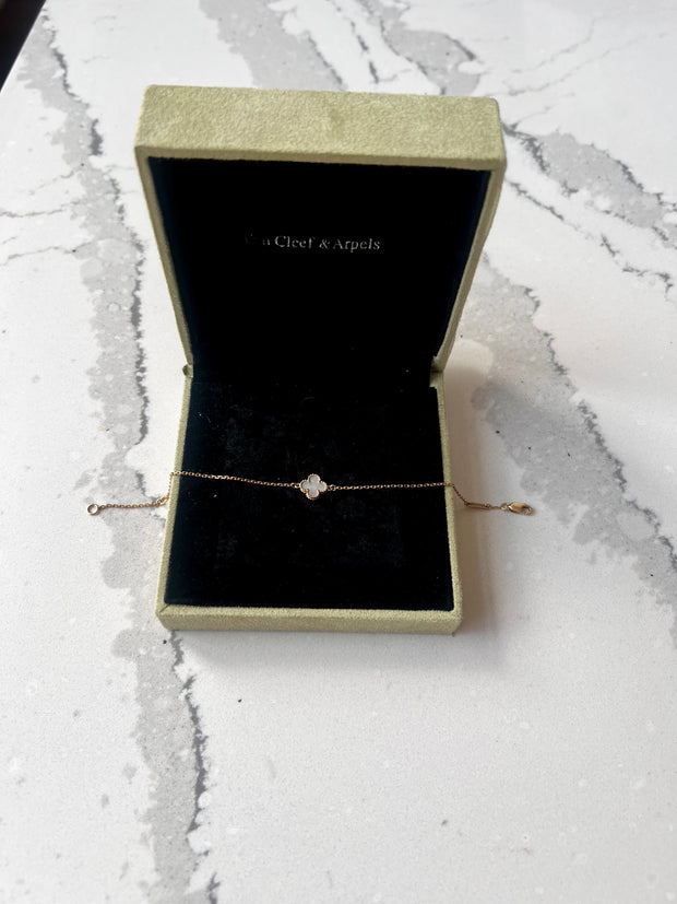 Van Cleef Arpels gold sweet alhambra pearl bracelet