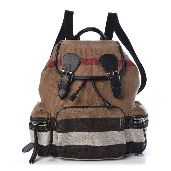 Burberry Canvas Check Medium Rucksack Backpack Black