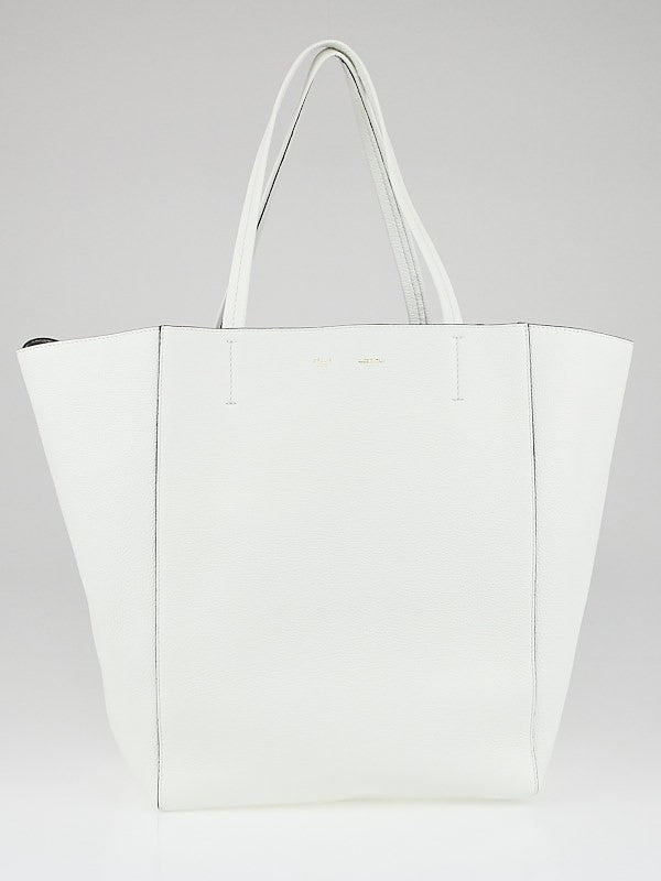 Celine White calfskin leather cabas tote bag