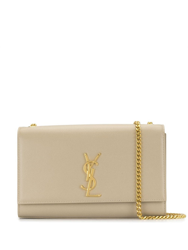YSL Yves Saint Laurent beige kate bag with chain