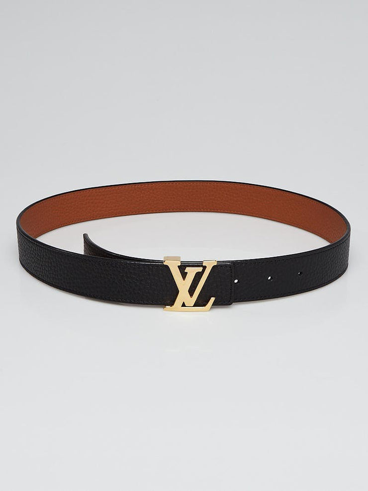 Louis Vuitton LV reversible black tan belt with gold hardware size 75