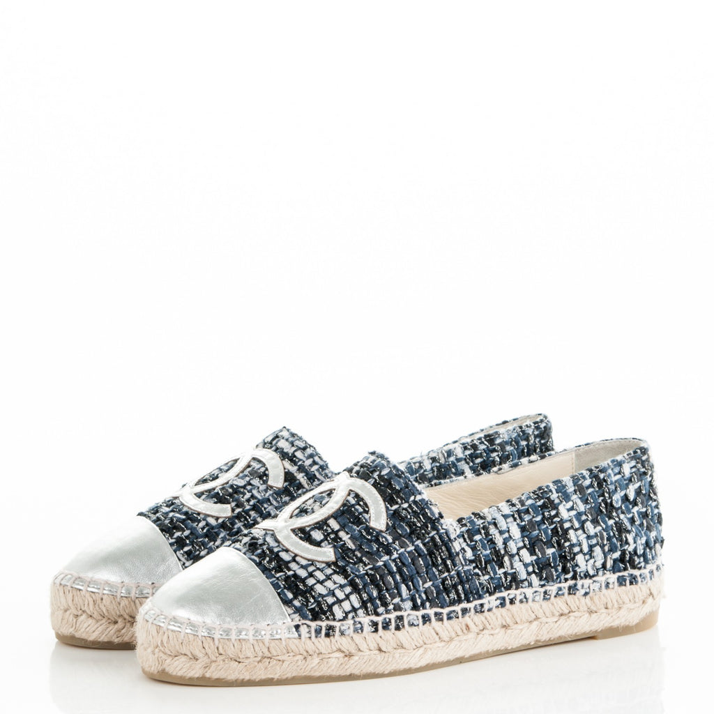 CHANEL White Espadrilles Tweed Patent Leather  White espadrilles,  Espadrilles, Leather shops