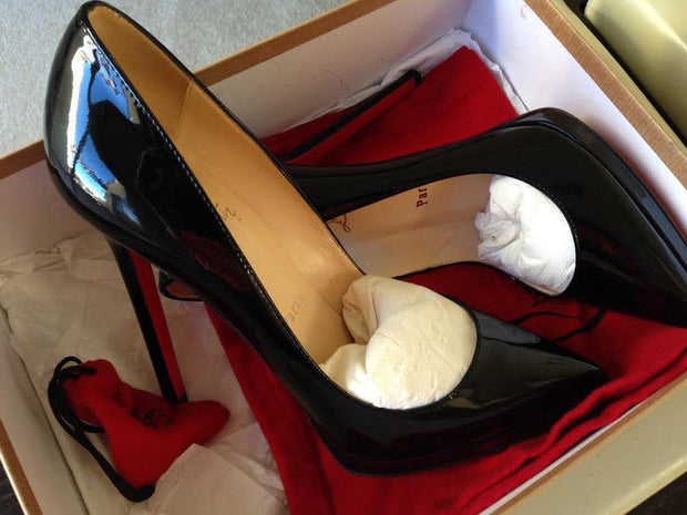 Christian Louboutin PIGALLE 120 PATENT CALF BLACK PUMPS 37/7