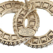 Chanel CC Gold Logo stud crystal rhinestone earrings