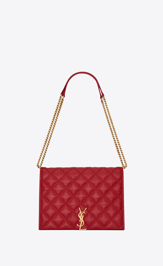 YSL Yves Saint Laurent Red Monogram Becky quilted bag