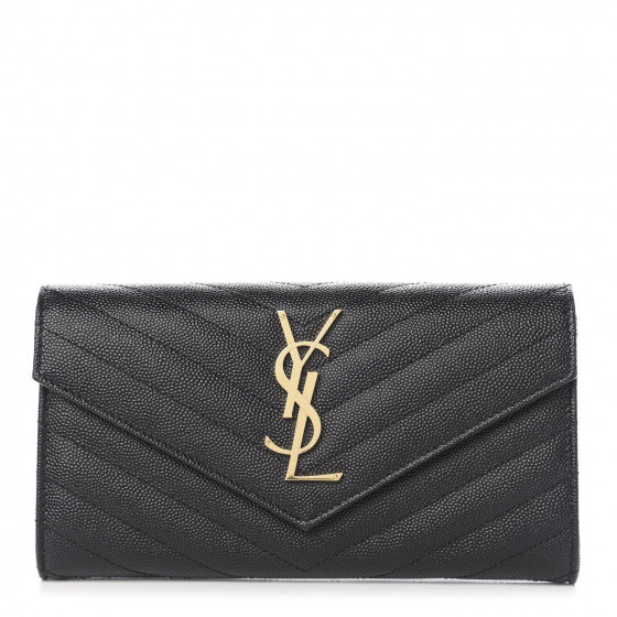 YSL Yves Saint Laurent Black Monogram Matelasse Wallet
