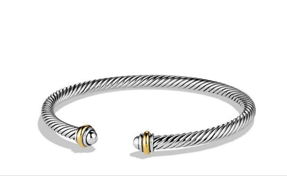 DAVID YURMAN Sterling Silver 18k Yellow Gold 5mm cable classic bracelet