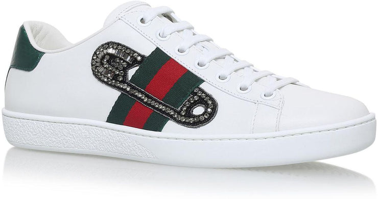 Gucci Ace pin Sneaker white leather embroidered US 6