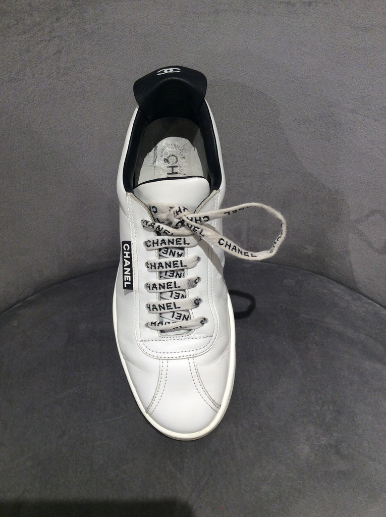 chanel white leather sneakers