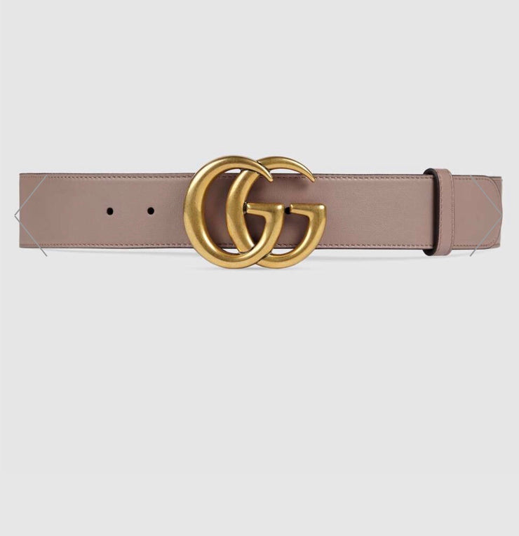 New in box Gucci dusty rose belt with gold hardware size Sm