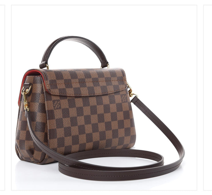 Louis Vuitton Damier Ebene Croisette Bag with crossbody strap and gold hardware - Almost New