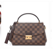 Louis Vuitton Brown, Pattern Print Damier Ebene Croisette Handle Bag PM