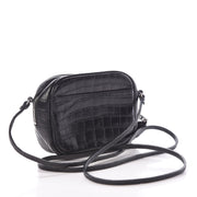 Saint Laurent Crocodile Embossed Calfskin Monogramme Blogger Bag Black