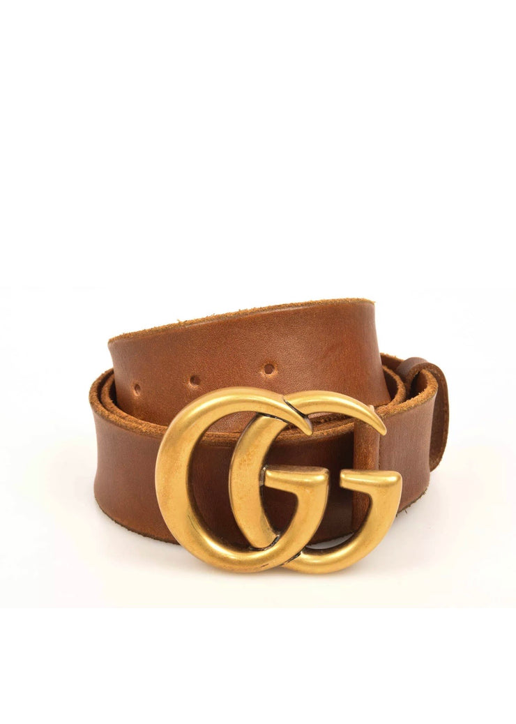Preowned Gucci cognac belt with gold hardware size 90cm