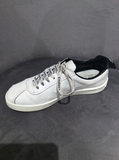 Chanel White Leather Lace Up Weekender Sneakers, Size 7.5/37.5 – The Find