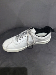 Chanel White Leather Lace Up Weekender Sneakers, Size 7.5/37.5