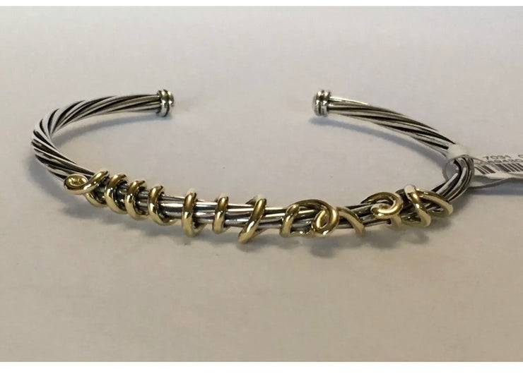 DAVID YURMAN Silver whispers gold and silver cable classic bracelet
