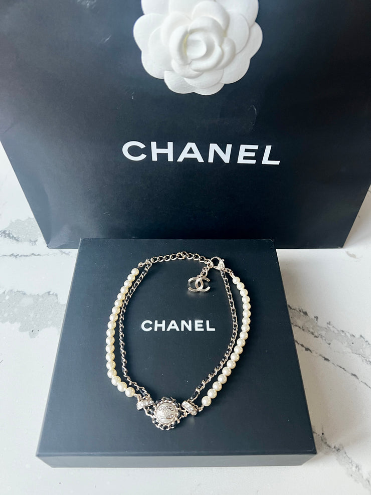 Chanel Black Gold pearl crystal chain choker – The Find