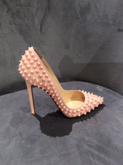 Christian Louboutin Light Pink Pigalle Spikes Patent Leather Pumps Size 5.5/35.5
