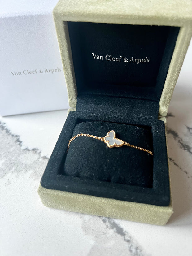Van Cleef Arpels gold butterfly pearl bracelet