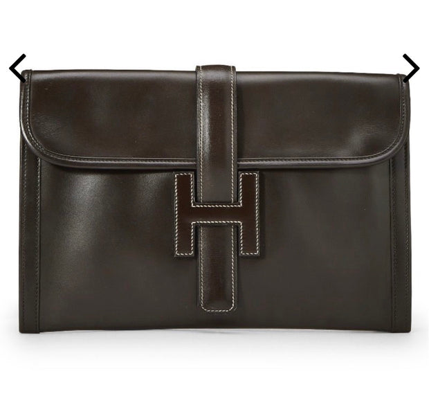 Hermes Jige PM brown envelope clutch leather bag
