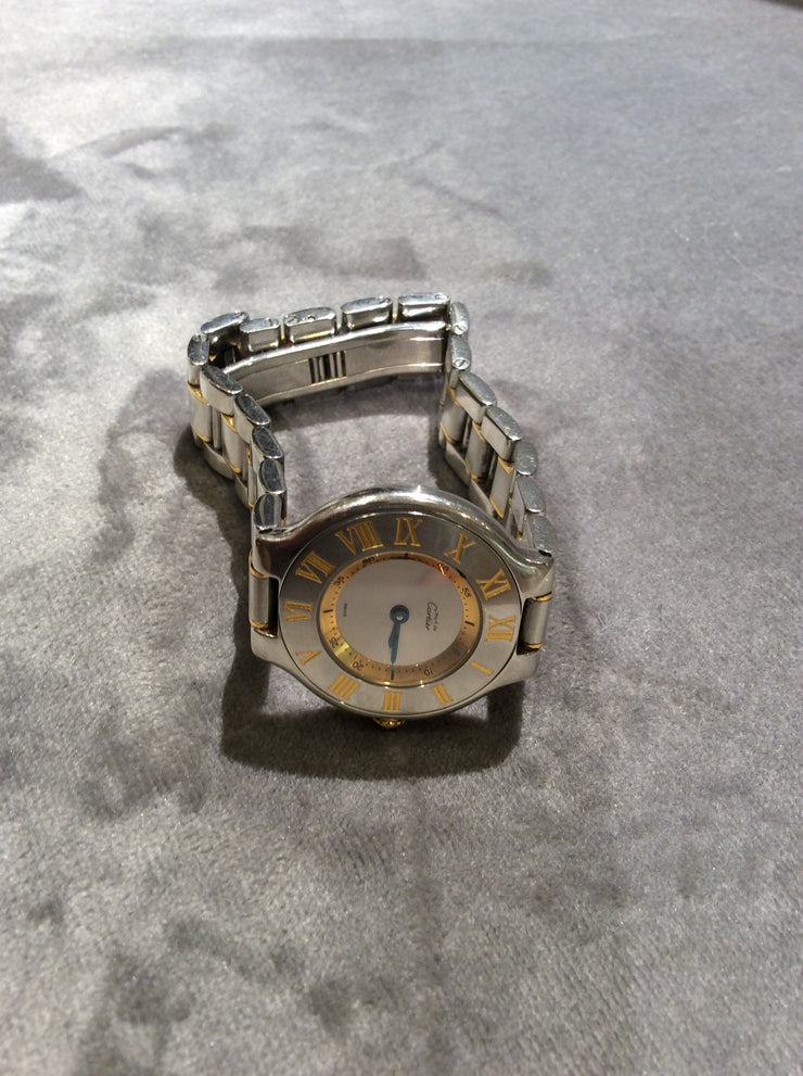 Cartier Must 21 18k Yellow Gold & Stainless Steel Women's Watch Quartz 1340