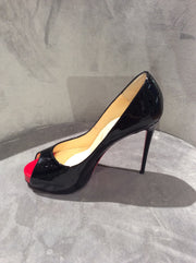 Christian Louboutin Black New Very Prive 120 Patent Red Sole Pump Size 5/35