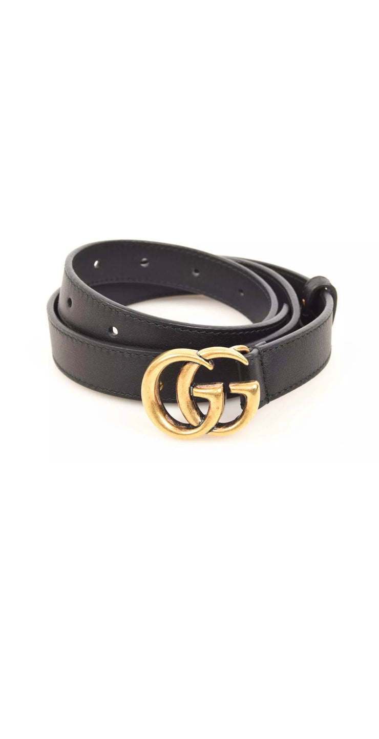 preowned  Black Gucci belt with gold hardware size Sm size 80cm