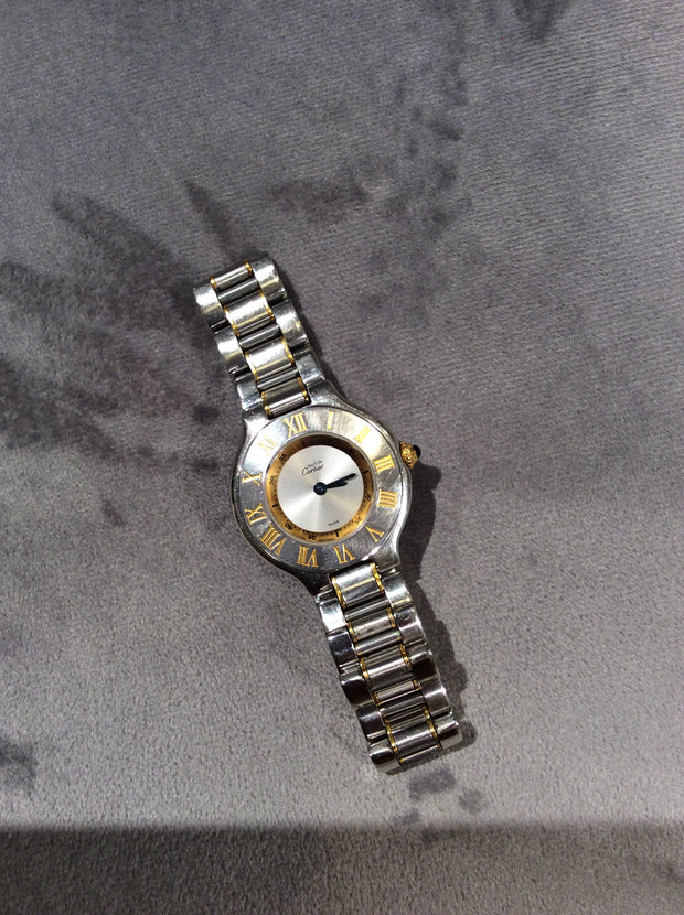 Cartier Must 21 18k Yellow Gold & Stainless Steel Women's Watch Quartz 1340