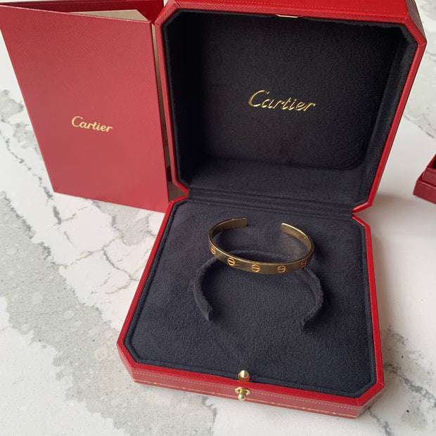 Cartier gold Love bangle cuff with box and papers