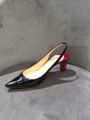 Christian Louboutin Lemer Pont 70 Black Patent/Rouge Red Leather Pumps Size 9/39