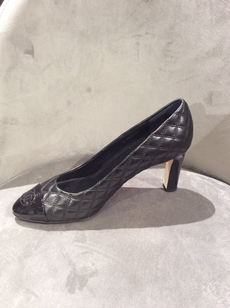 CHANEL Interlocking CC Logo Leather Mesh Heels Slingback Pumps, 36.5