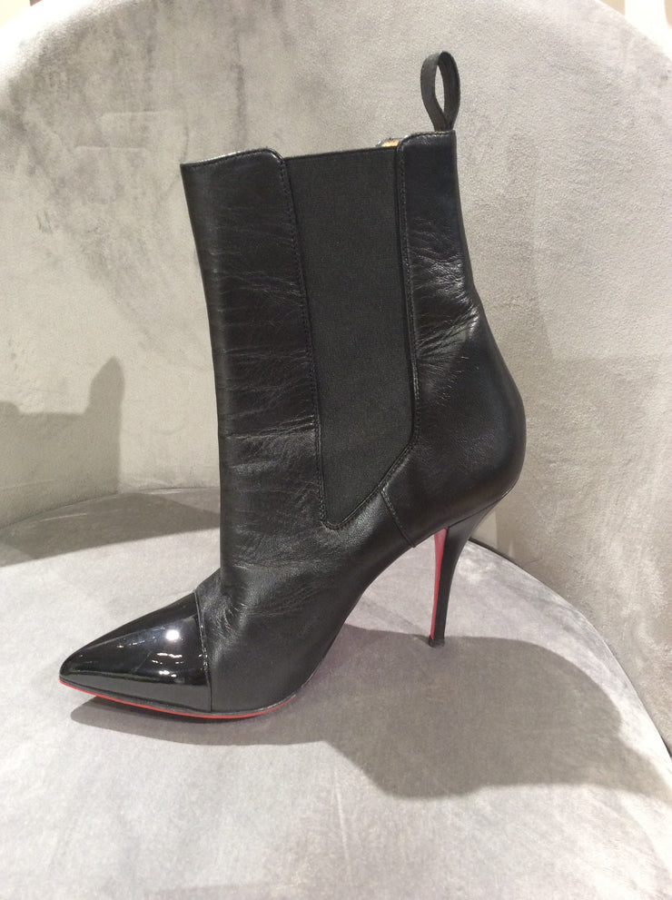 Christian Louboutin Black Tucson Cap-Toe Red Sole Ankle Boot Size 9.5/39.5