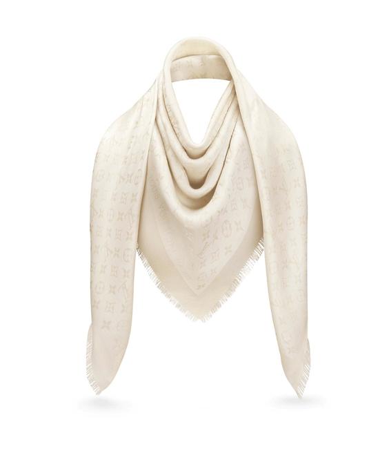 Louis Vuitton Ivory Monogram Jacquard Silk Monaco Scarf Louis