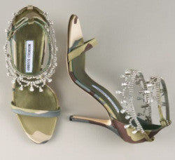 Manolo Blahnik Houristra leopard swarovski crystal ankle jewels 37/7