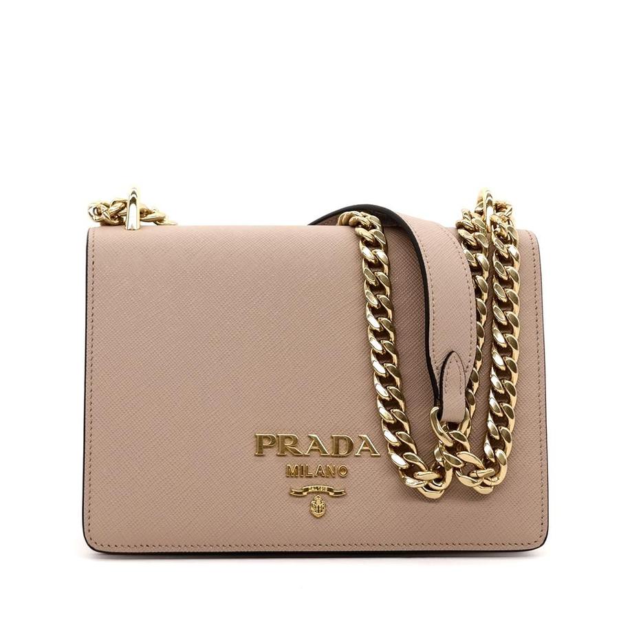 Prada Pattina Saffiano leather shoulder crossbody bag with chain