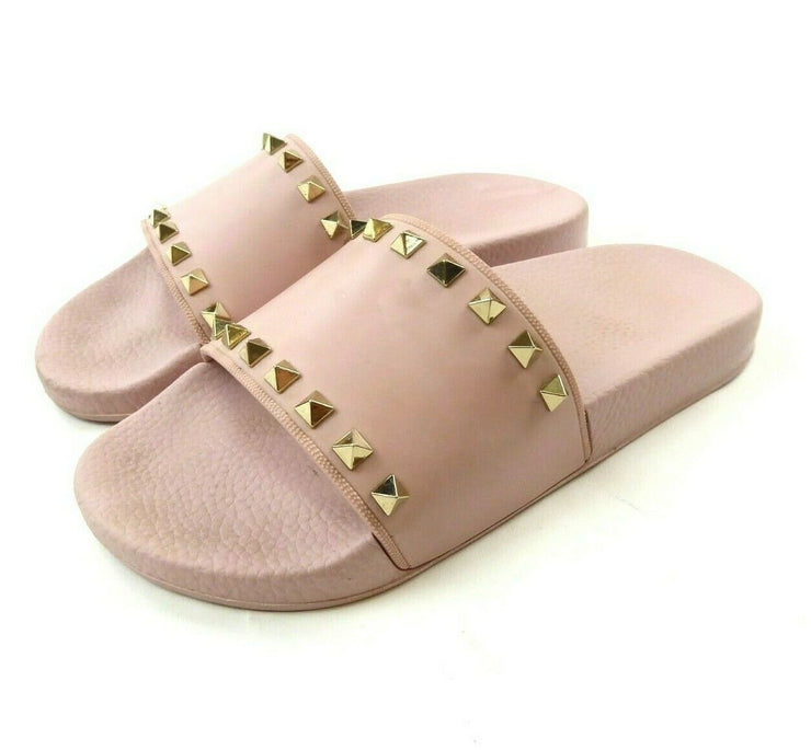 Valentino Rockstud Pink Slides Sandals US 7
