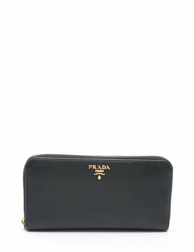 Authentic Prada Vitello wallet with gold hardware