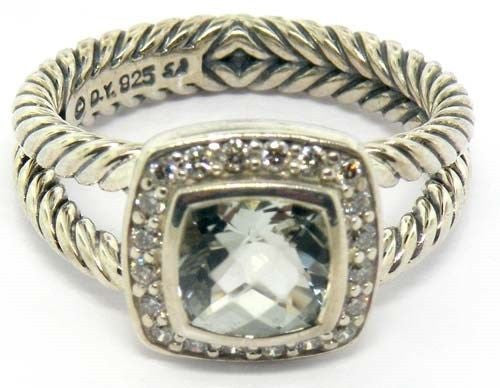 DAVID YURMAN Sterling Silver Petite Albion diamond ring in Prasolite