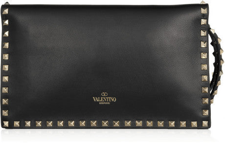 Valentino Rockstud large black flap wristlet clutch retails $1695